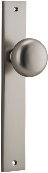 Cambridge Knob - Rectangular Backplate - Entry Point - Iver - Satin Nickel - Door Knobs