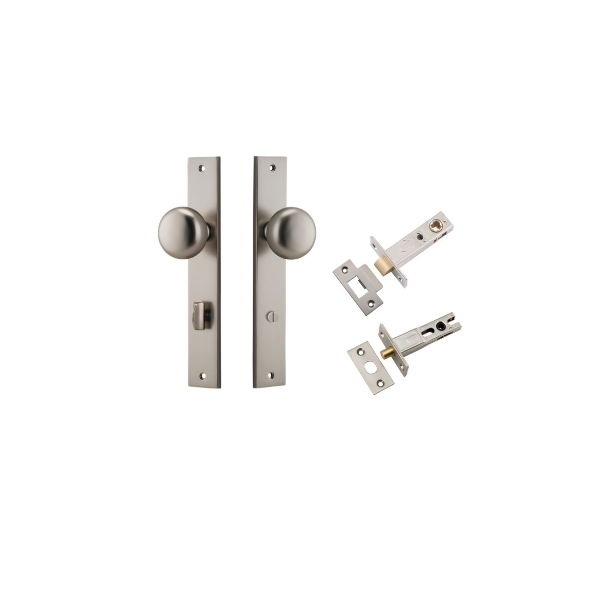 Cambridge Knob - Rectangular Backplate - Entry Point - Iver - Satin Nickel - Door Knobs