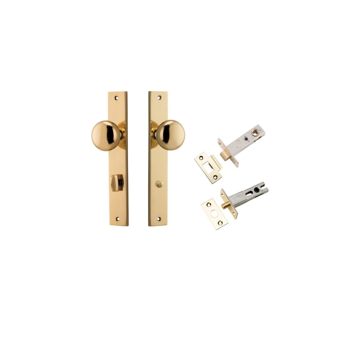 Cambridge Knob - Rectangular Backplate - Entry Point - Iver - Polished Brass - Door Knobs