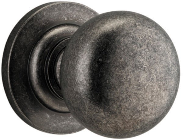 Cambridge Knob - Round Rose - Entry Point - Iver - Distressed Nickel - Door Knobs