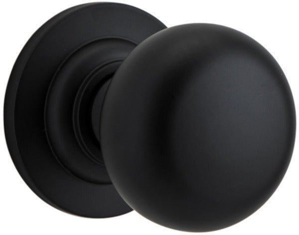 Cambridge Knob - Round Rose - Entry Point - Iver - Matt Black - Door Knobs