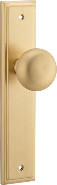 Cambridge Knob - Stepped Backplate - Entry Point - Iver - Brushed Brass - Door Knobs