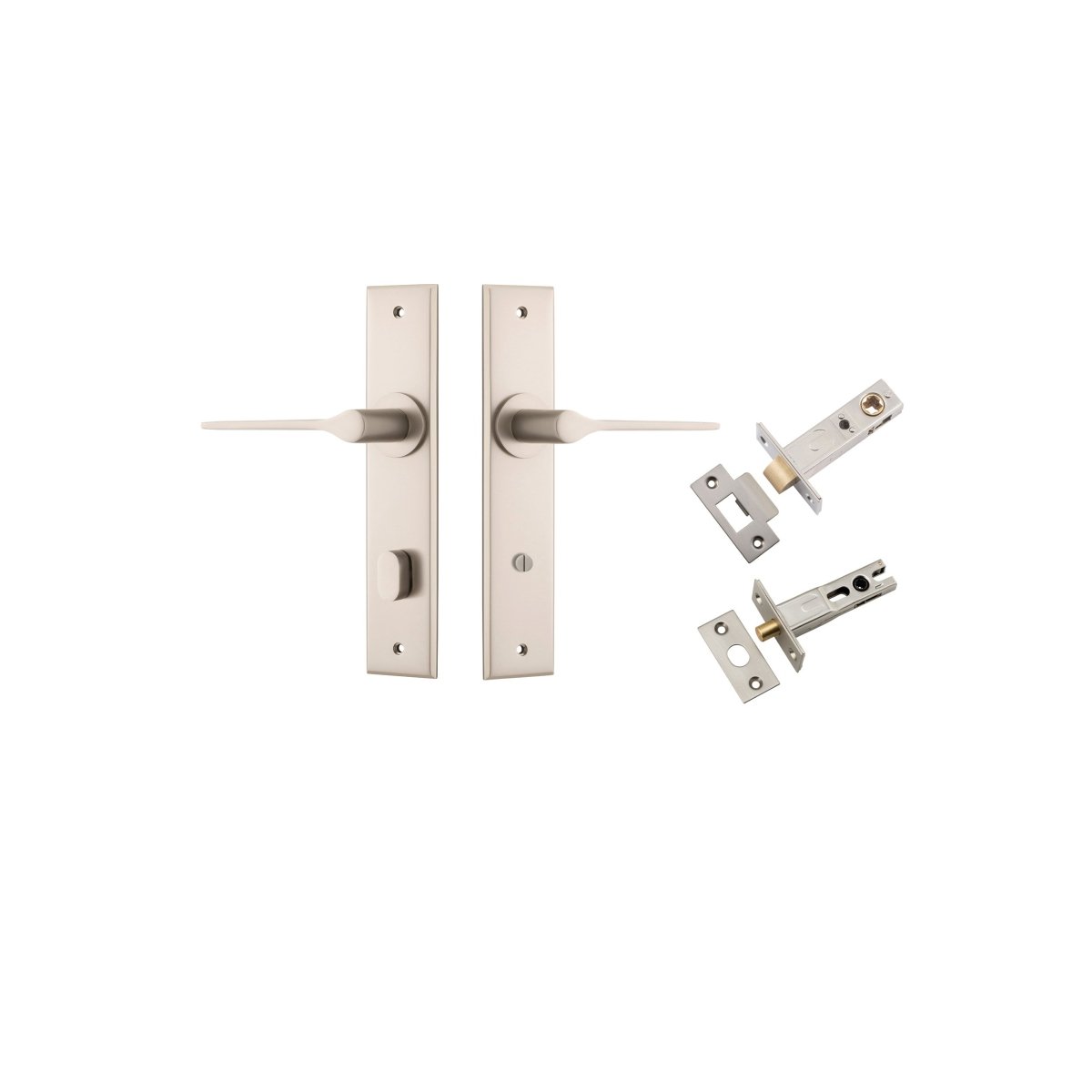 Como Lever - Chamfered Backplate - Entry Point - Iver - Satin Nickel - Door Levers