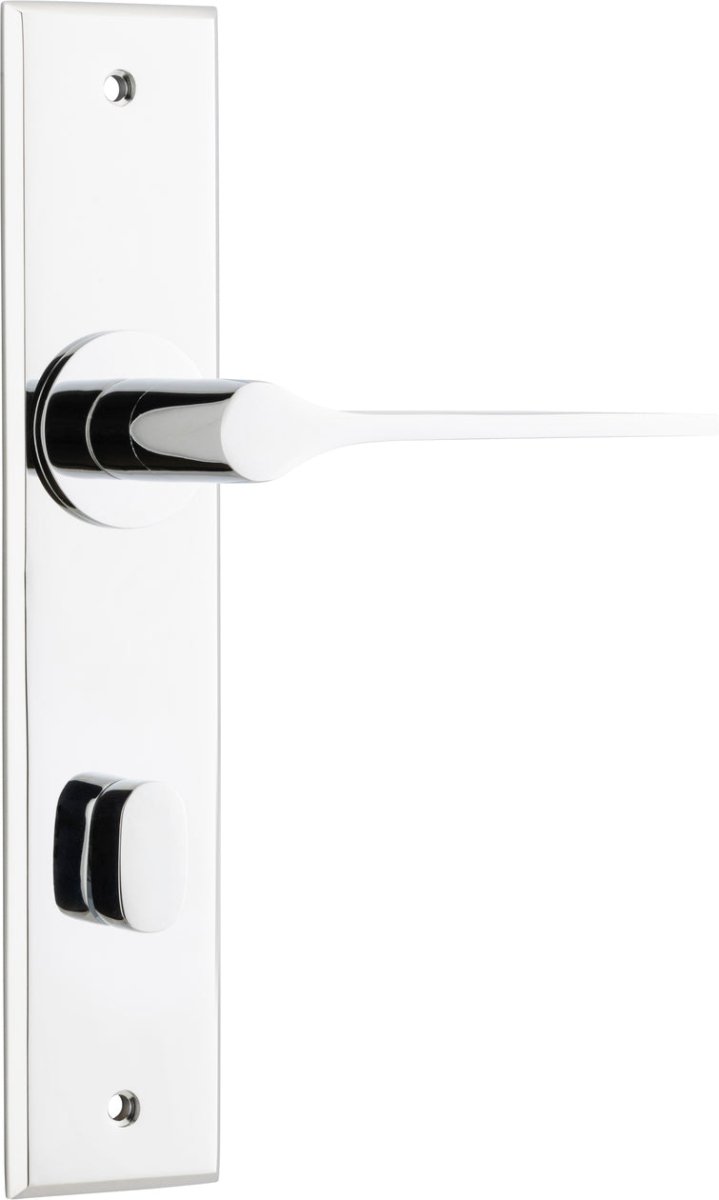 Como Lever - Chamfered Backplate - Entry Point - Iver - Polished Chrome - Door Levers