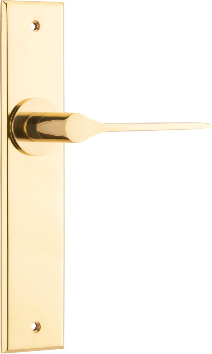 Como Lever - Chamfered Backplate - Entry Point - Iver - Polished Brass - Door Levers