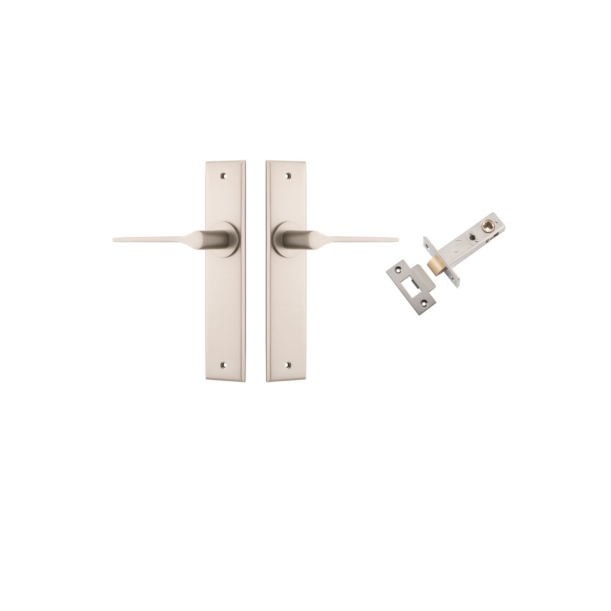 Como Lever - Chamfered Backplate - Entry Point - Iver - Satin Nickel - Door Levers