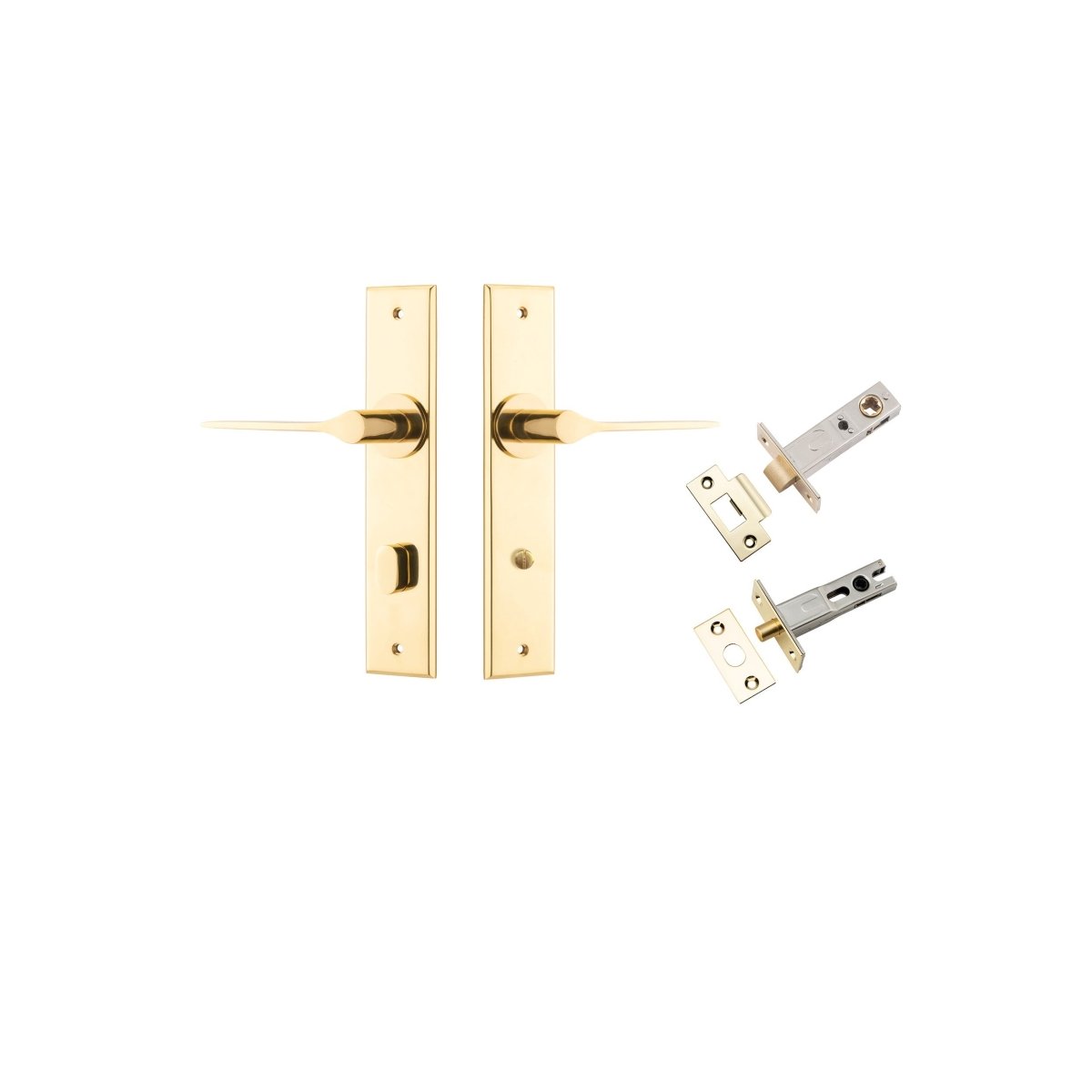 Como Lever - Chamfered Backplate - Entry Point - Iver - Polished Brass - Door Levers