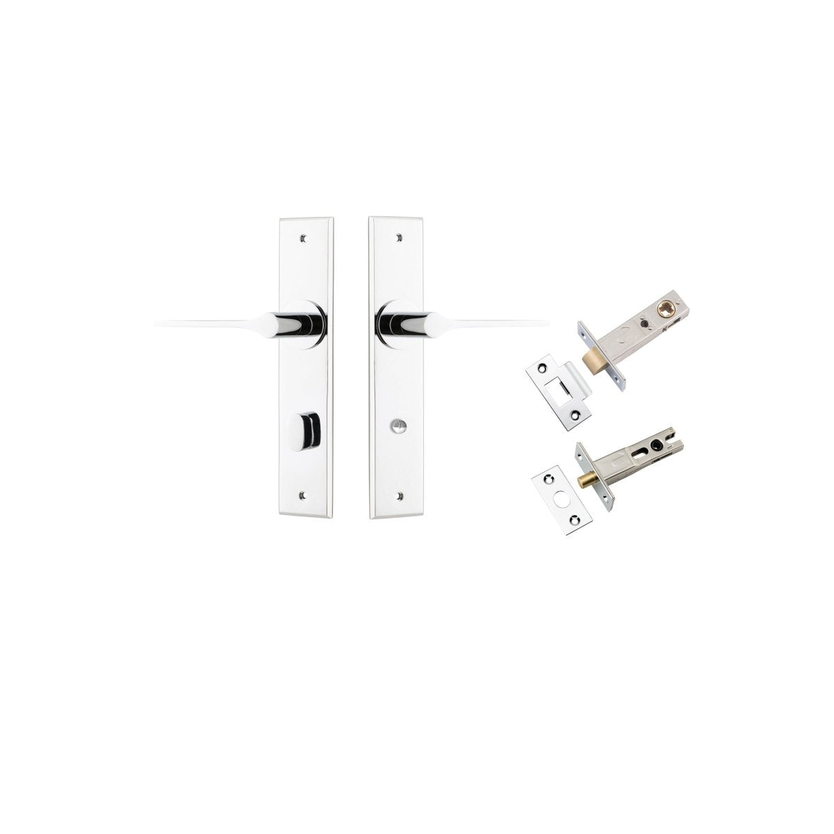 Como Lever - Chamfered Backplate - Entry Point - Iver - Polished Chrome - Door Levers