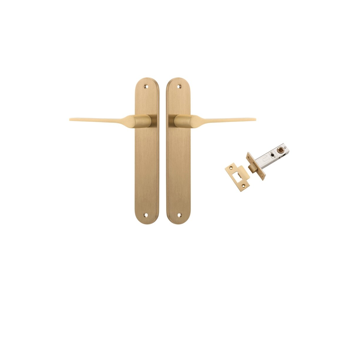 Como Lever - Oval Backplate - Entry Point - Iver - Brushed Brass - Door Levers