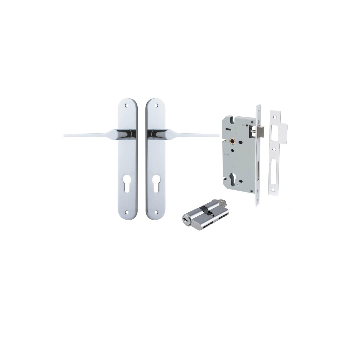 Como Lever - Oval Backplate - Entry Point - Iver - Polished Chrome - Door Levers