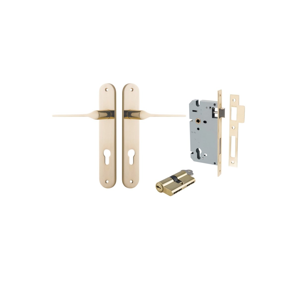 Como Lever - Oval Backplate - Ella Grace - Iver - Polished Brass - Door Levers