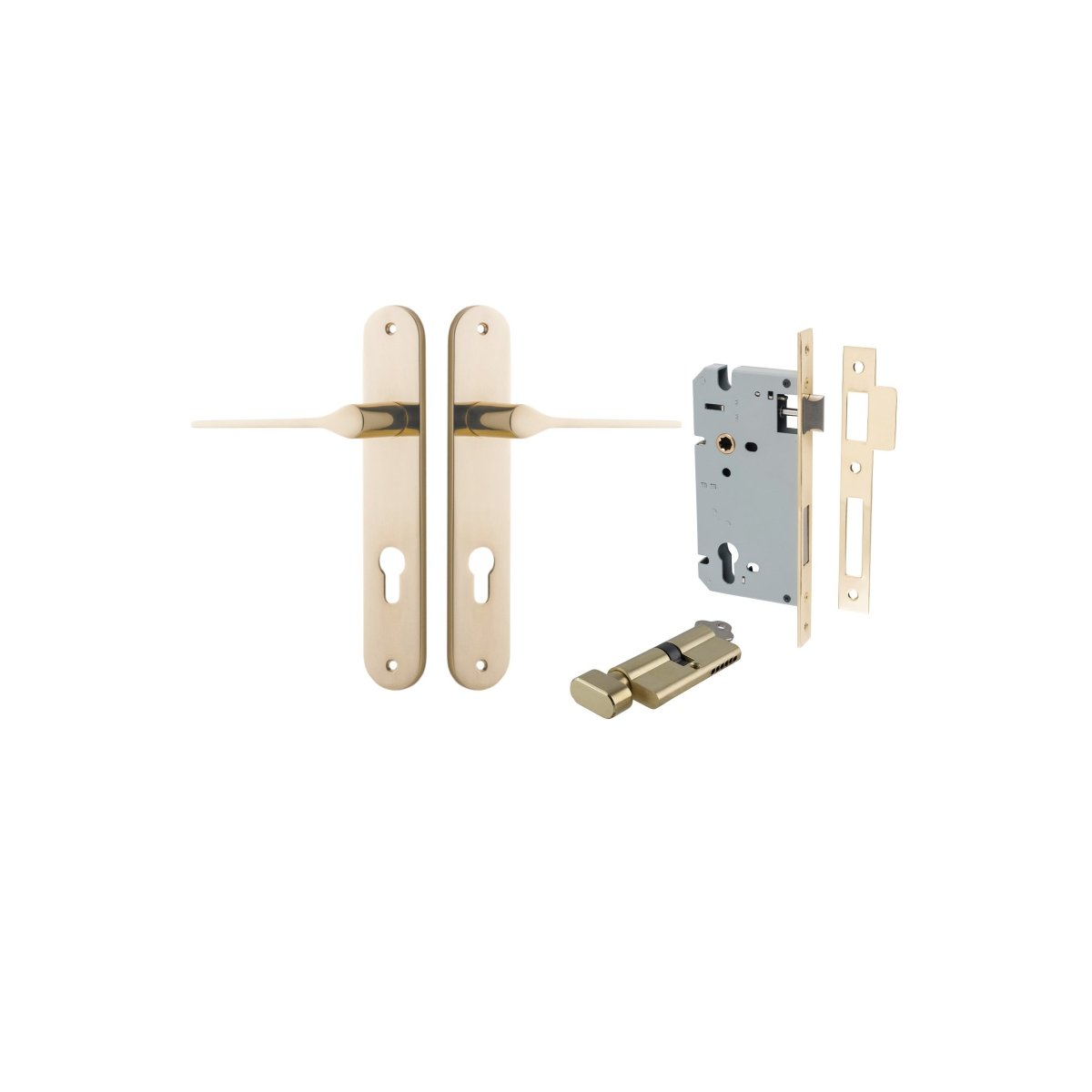 Como Lever - Oval Backplate - Entry Point - Iver - Polished Brass - Door Levers