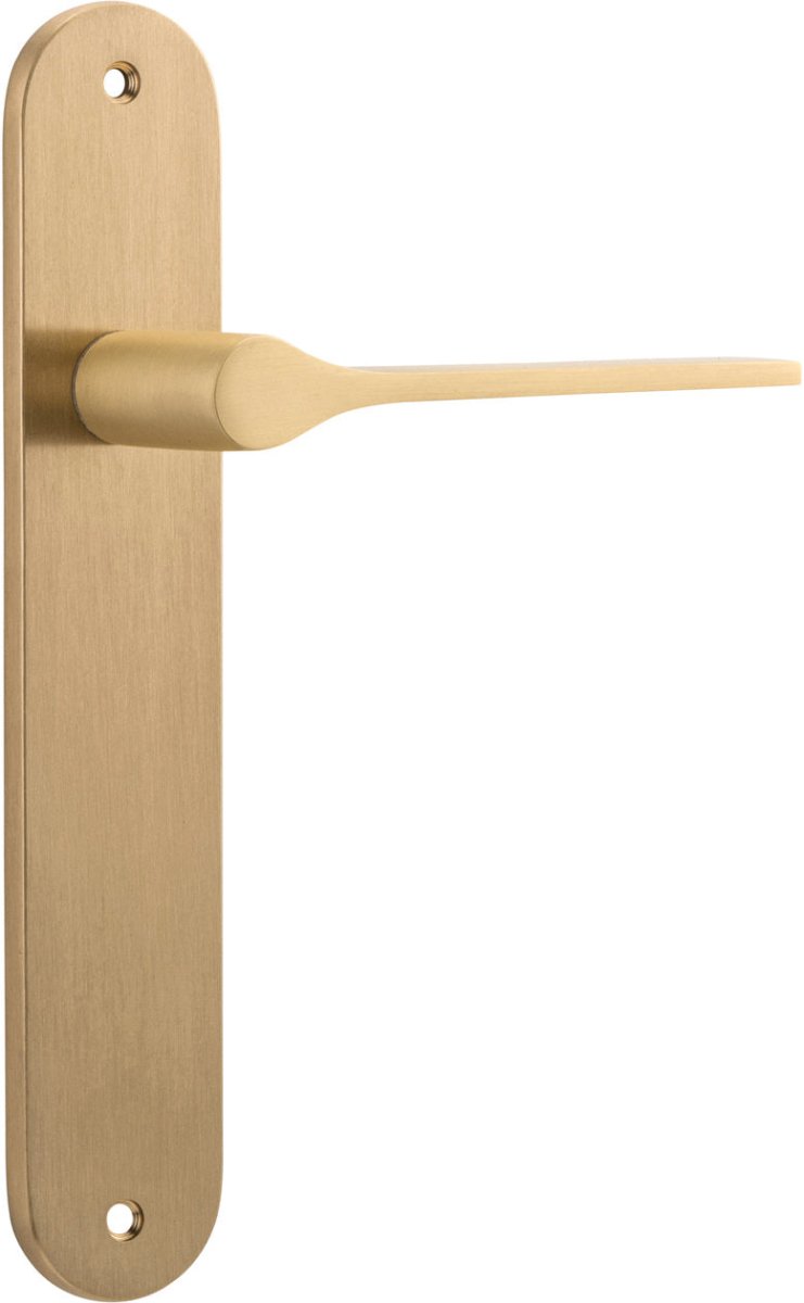 Como Lever - Oval Backplate - Entry Point - Iver - Brushed Brass - Door Levers