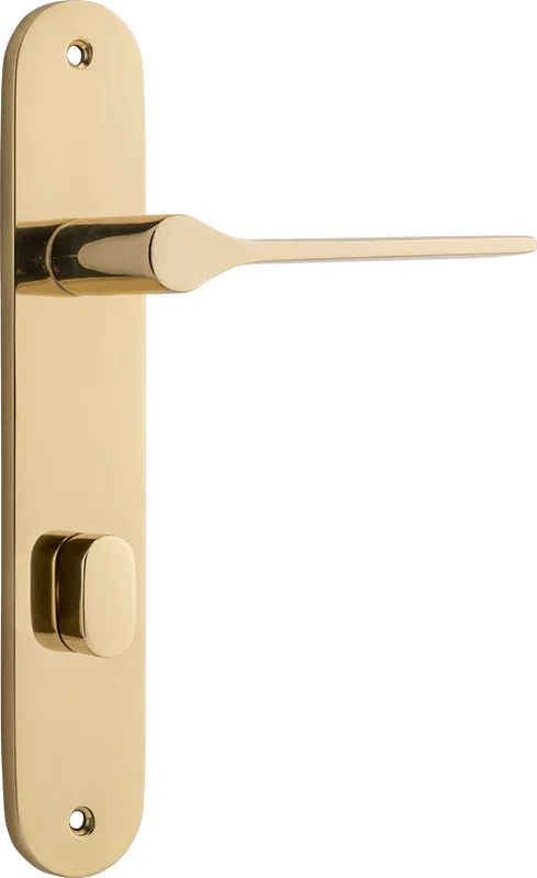 Como Lever - Oval Backplate - Entry Point - Iver - Polished Brass - Door Levers