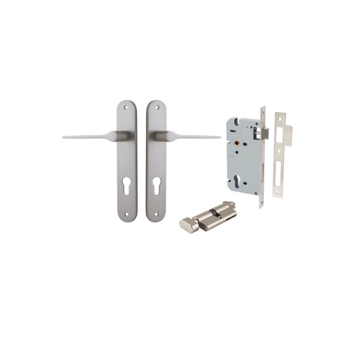 Como Lever - Oval Backplate - Ella Grace - Iver - Satin Nickel - Door Levers