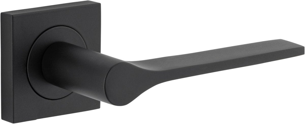 Como Lever - Square Rose - Entry Point - Iver - Matt Black - Door Levers