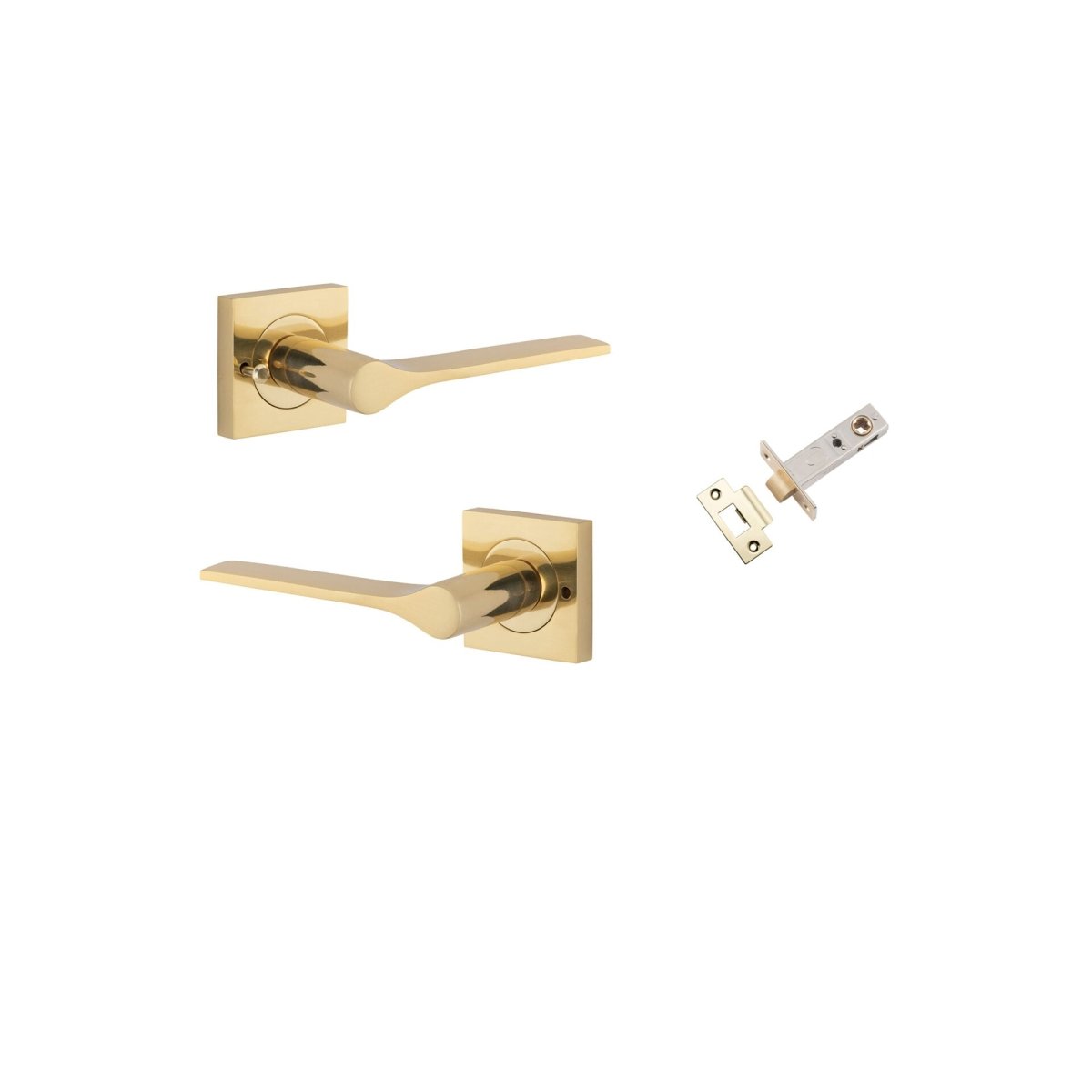 Como Lever - Square Rose - Entry Point - Iver - Polished Brass - Door Levers