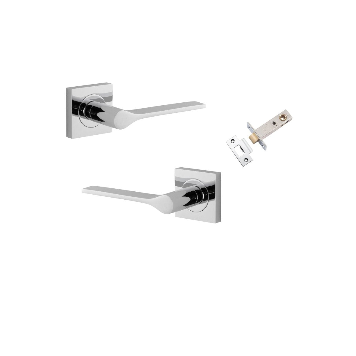 Como Lever - Square Rose - Entry Point - Iver - Polished Chrome - Door Levers