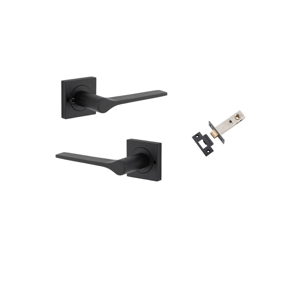 Como Lever - Square Rose - Entry Point - Iver - Matt Black - Door Levers