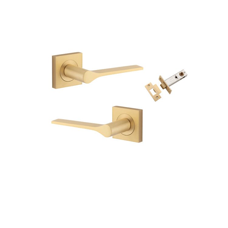 Como Lever - Square Rose - Entry Point - Iver - Brushed Brass - Door Levers