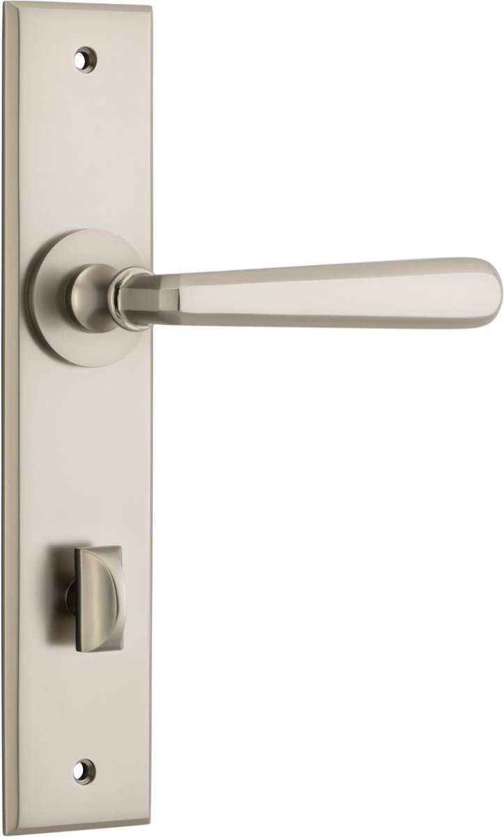 Copenhagen Lever - Chamfered Backplate - Entry Point - Iver - Satin Nickel - Door Levers