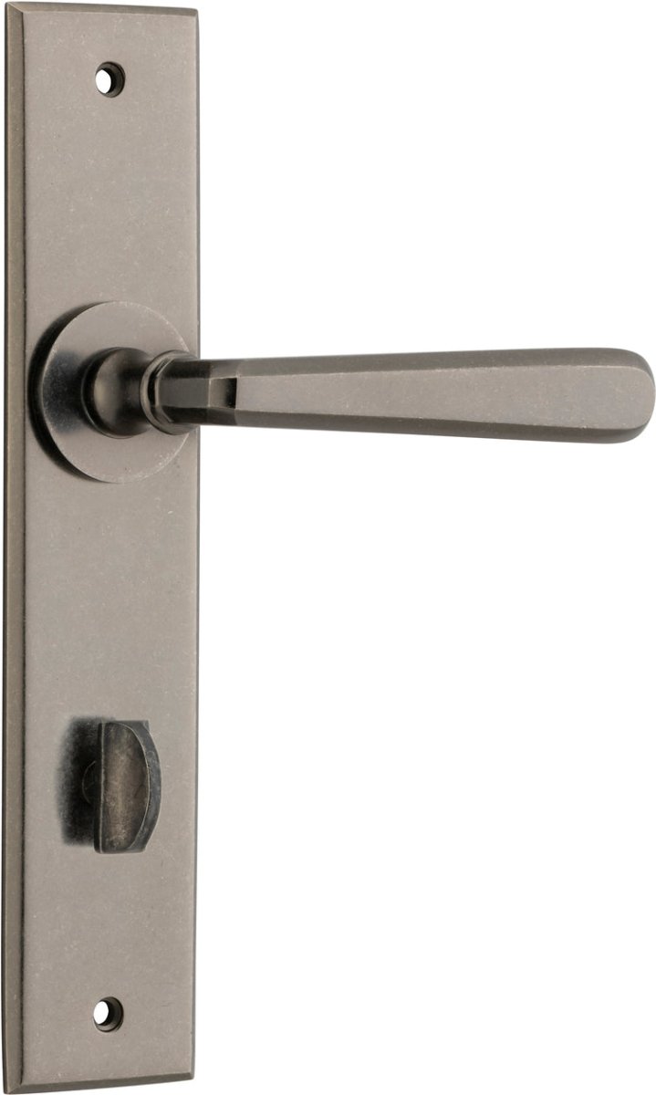 Copenhagen Lever - Chamfered Backplate - Entry Point - Iver - Distressed Nickel - Door Levers