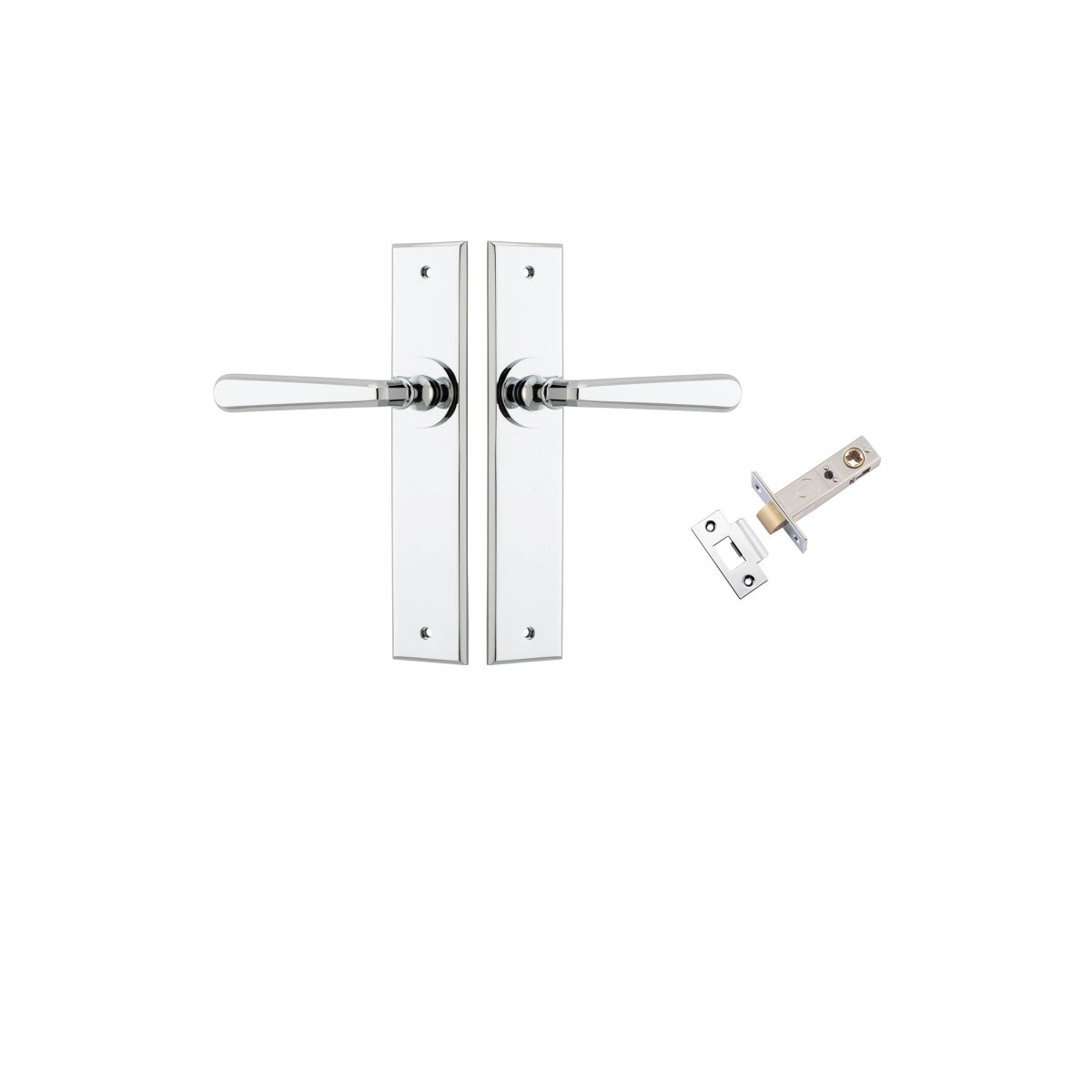 Copenhagen Lever - Chamfered Backplate - Entry Point - Iver - Polished Chrome - Door Levers