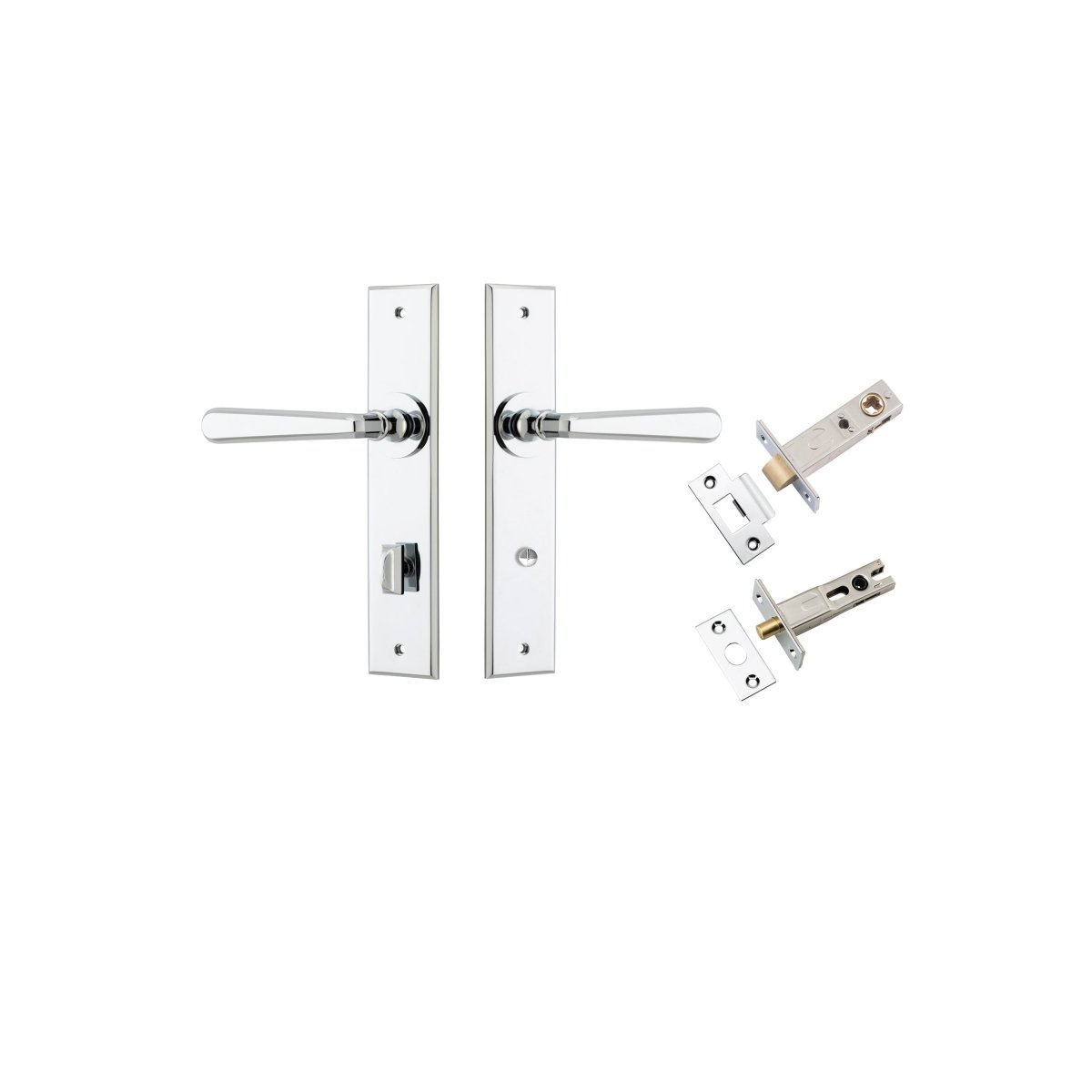 Copenhagen Lever - Chamfered Backplate - Entry Point - Iver - Polished Chrome - Door Levers