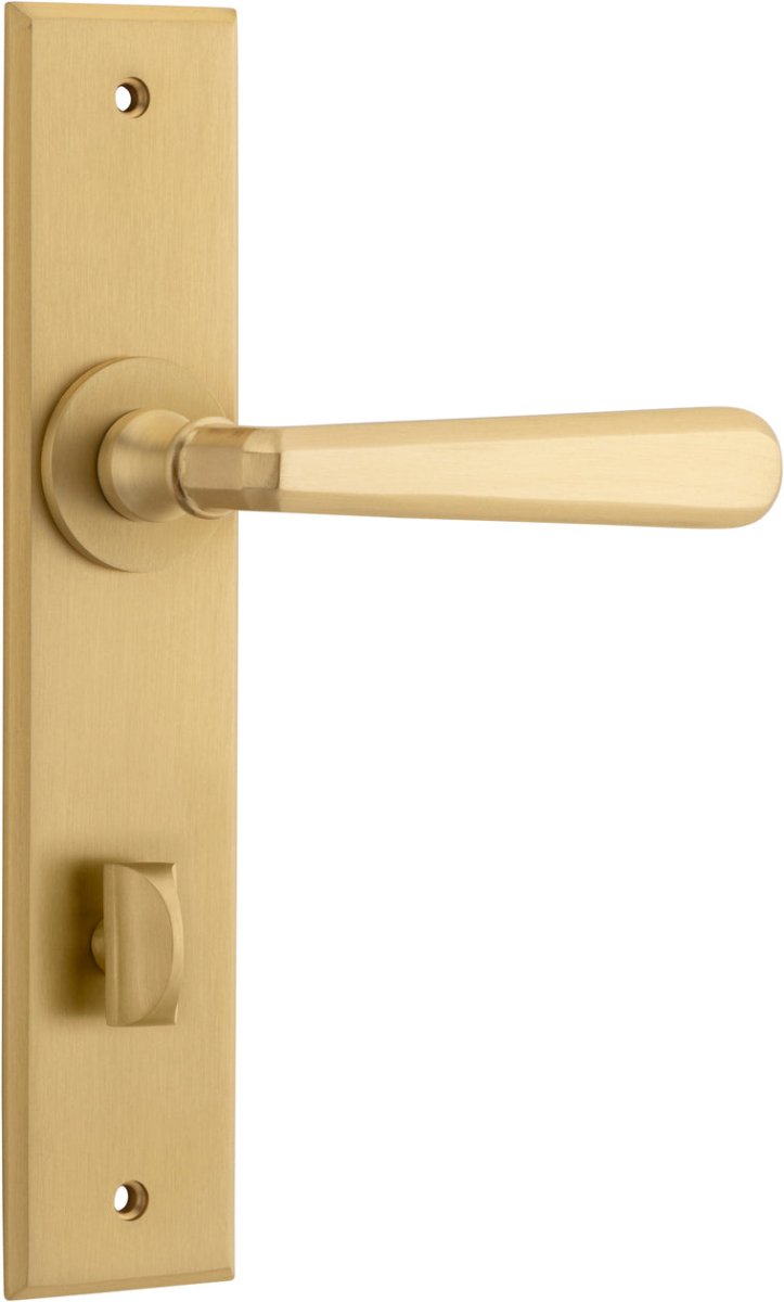 Copenhagen Lever - Chamfered Backplate - Entry Point - Iver - Brushed Brass - Door Levers