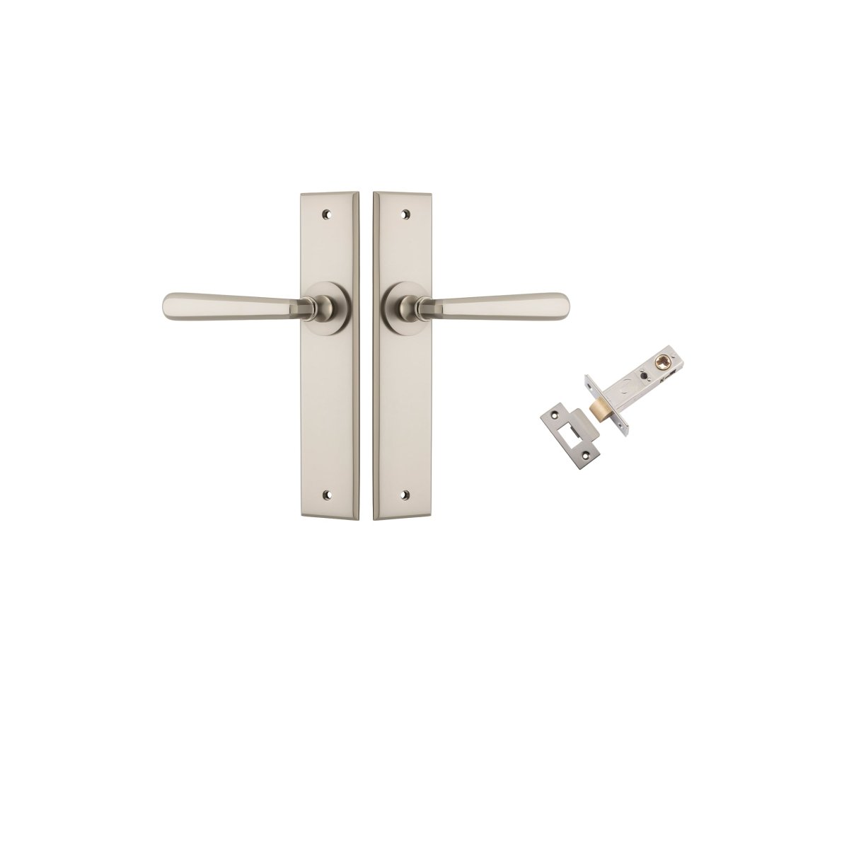 Copenhagen Lever - Chamfered Backplate - Entry Point - Iver - Satin Nickel - Door Levers