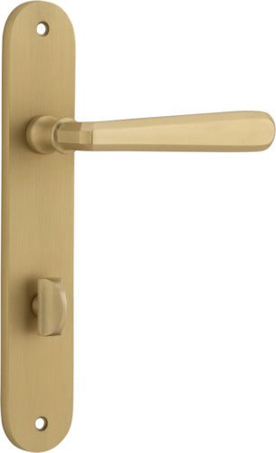 Copenhagen Lever - Oval Backplate - Entry Point - Iver - Brushed Brass - Door Levers