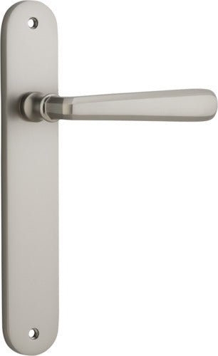 Copenhagen Lever - Oval Backplate - Entry Point - Iver - Satin Nickel - Door Levers