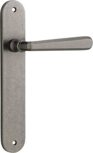 Copenhagen Lever - Oval Backplate - Entry Point - Iver - Distressed Nickel - Door Levers