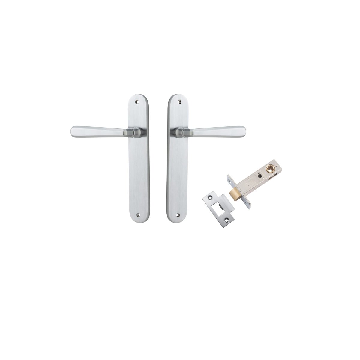 Copenhagen Lever - Oval Backplate - Entry Point - Iver - Brushed Chrome - Door Levers