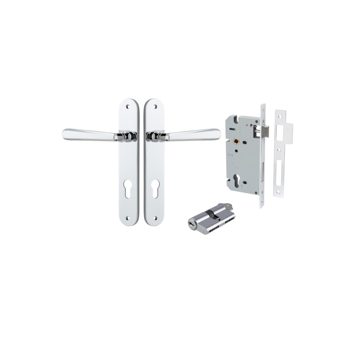 Copenhagen Lever - Oval Backplate - Entry Point - Iver - Polished Chrome - Door Levers