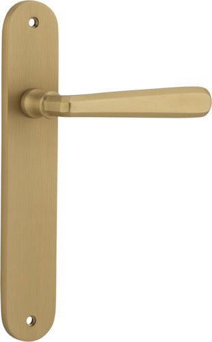 Copenhagen Lever - Oval Backplate - Entry Point - Iver - Brushed Brass - Door Levers