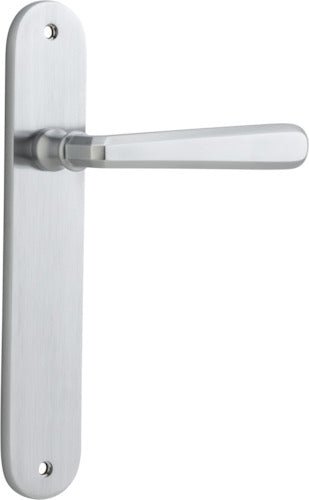 Copenhagen Lever - Oval Backplate - Entry Point - Iver - Brushed Chrome - Door Levers