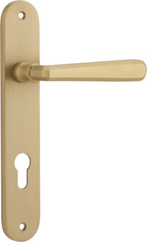 Copenhagen Lever - Oval Backplate - Entry Point - Iver - Brushed Brass - Door Levers