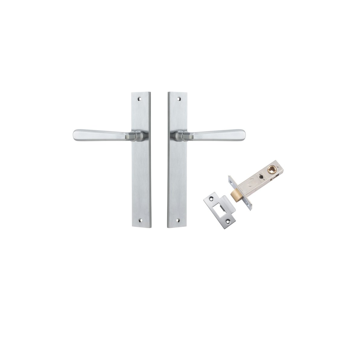 Copenhagen Lever - Rectangular Backplate - Entry Point - Iver - Brushed Chrome - Door Levers