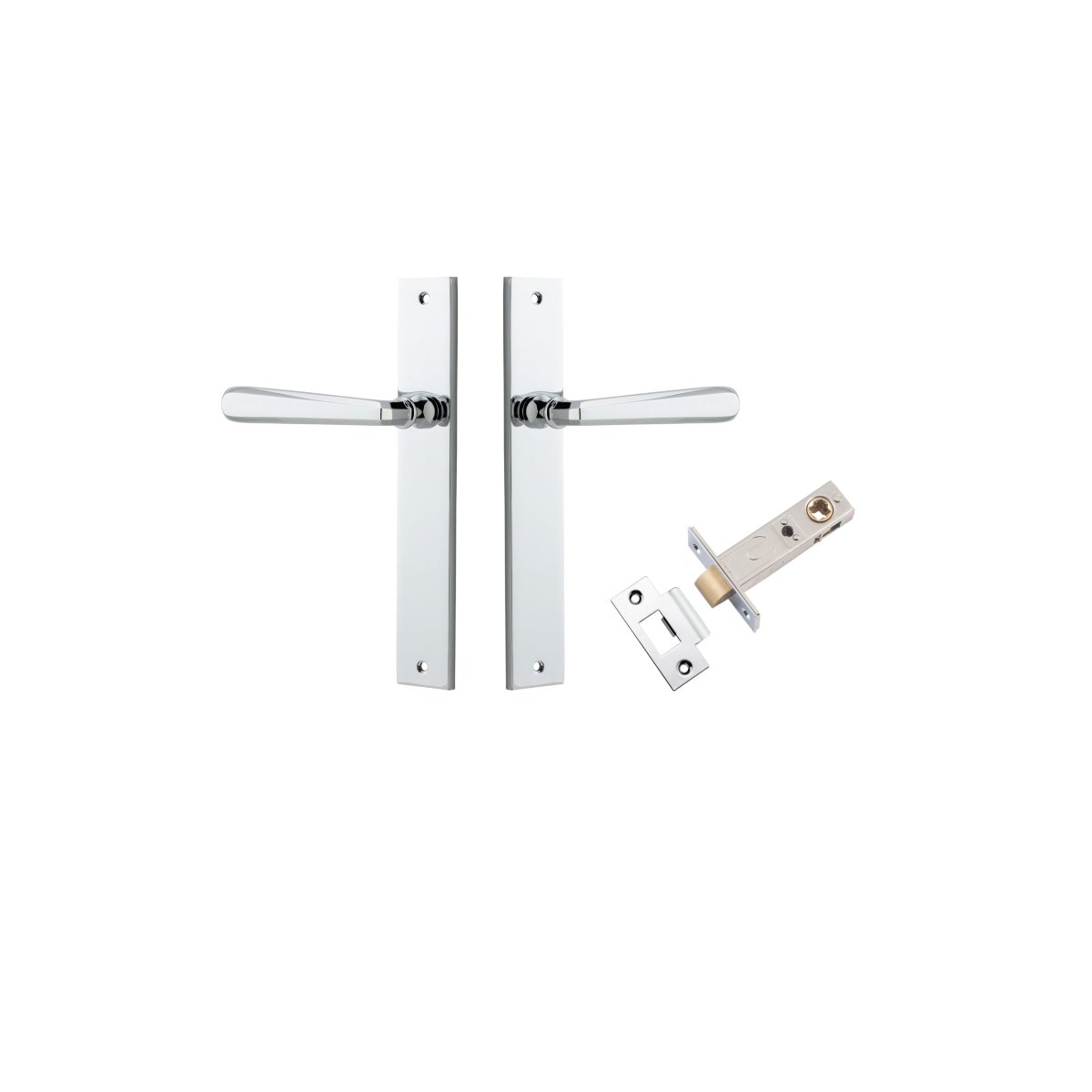 Copenhagen Lever - Rectangular Backplate - Entry Point - Iver - Polished Chrome - Door Levers