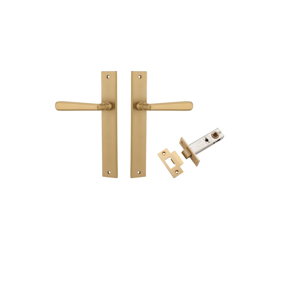 Copenhagen Lever - Rectangular Backplate - Entry Point - Iver - Brushed Brass - Door Levers