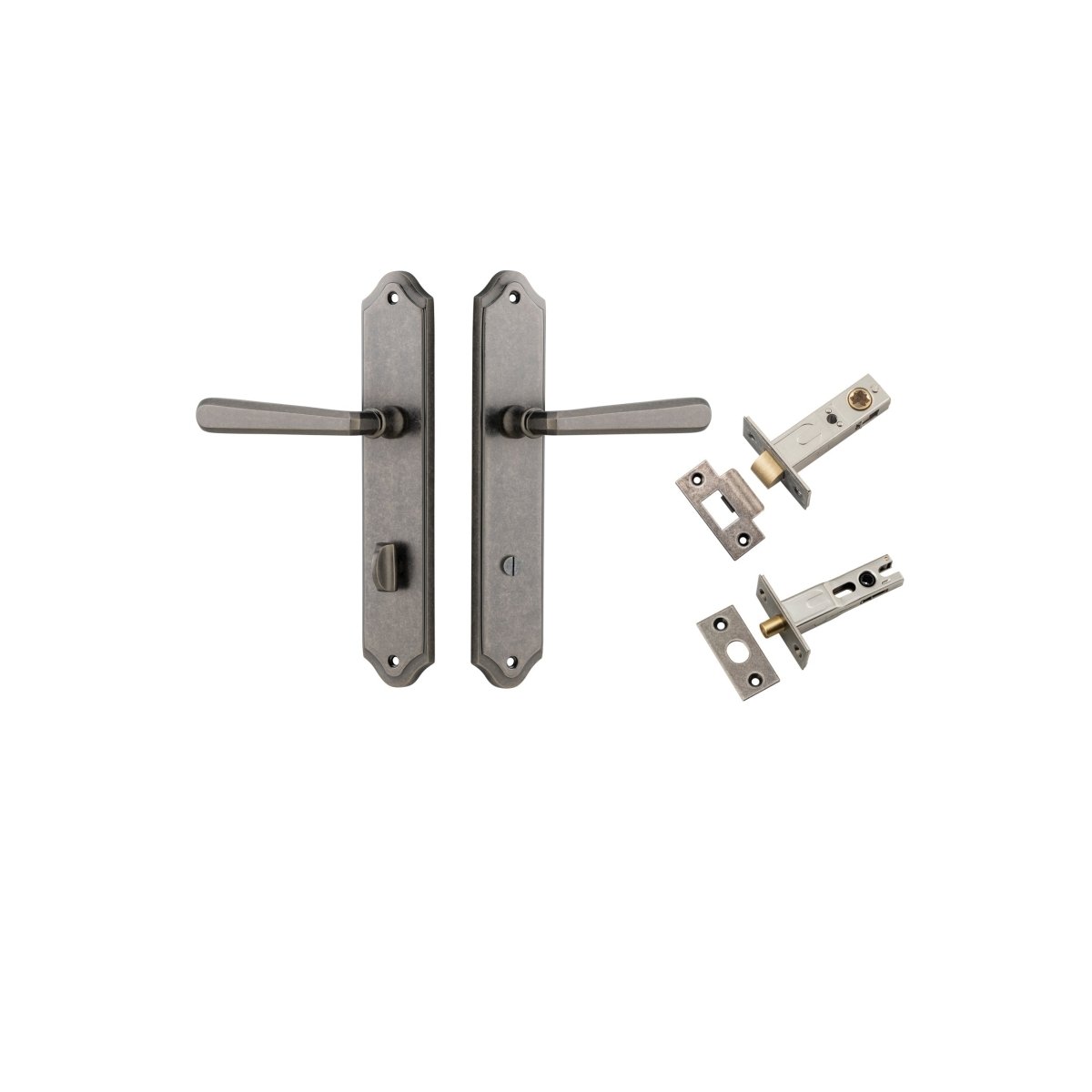 Copenhagen Lever - Shouldered Backplate - Entry Point - Iver - Distressed Nickel - Door Levers