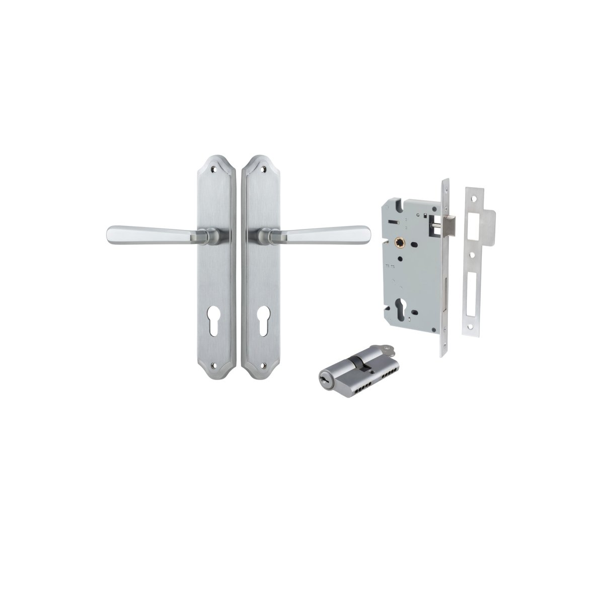 Copenhagen Lever - Shouldered Backplate - Entry Point - Iver - Brushed Chrome - Door Levers