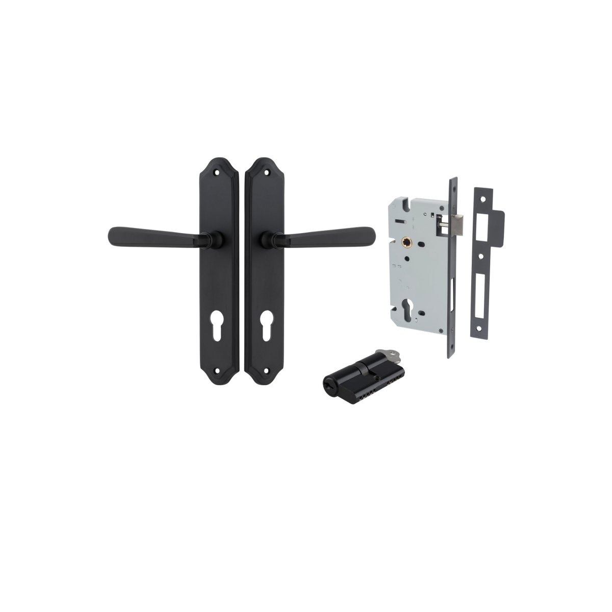 Copenhagen Lever - Shouldered Backplate - Entry Point - Iver - Matt Black - Door Levers