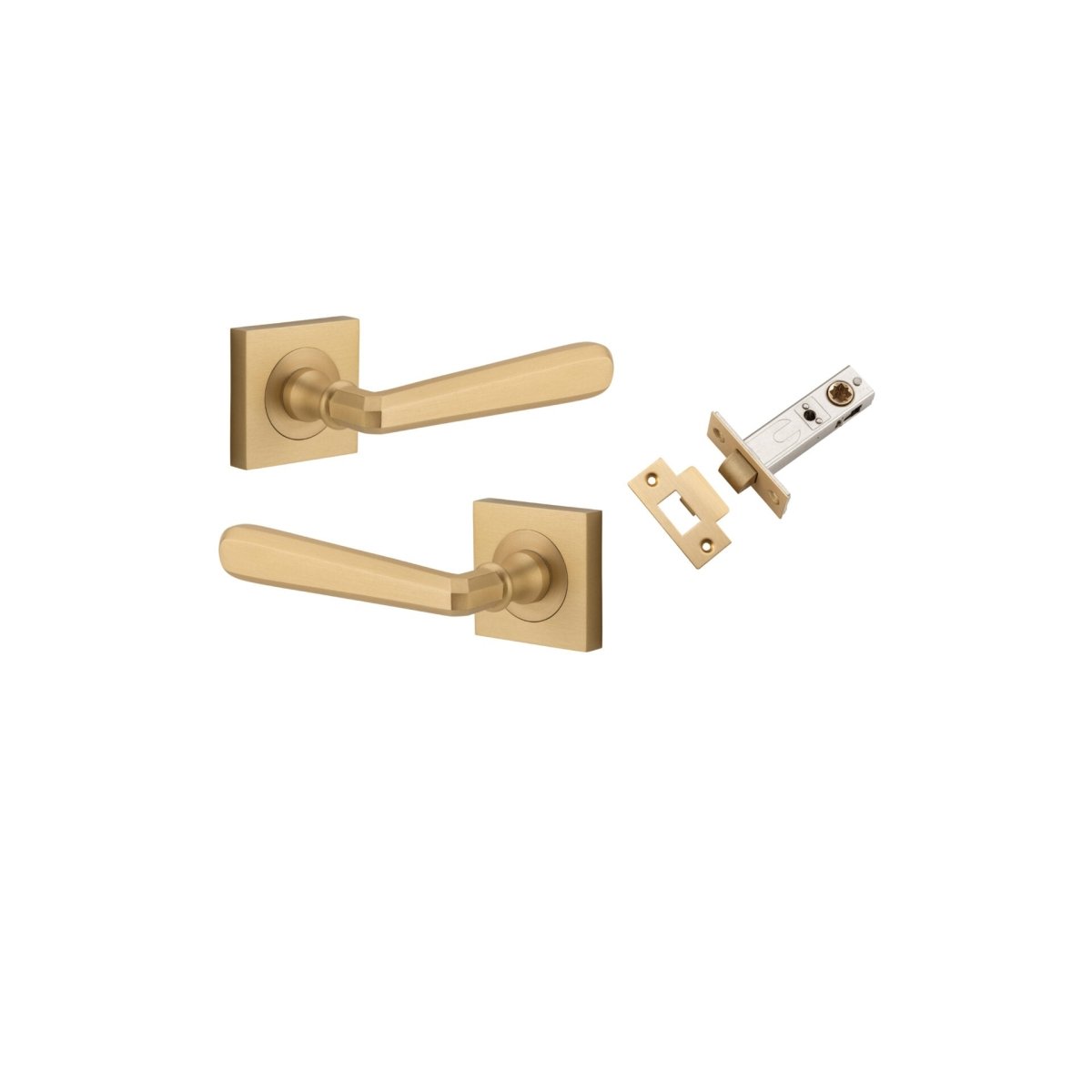 Copenhagen Lever - Square Rose - Entry Point - Iver - Brushed Brass - Door Levers