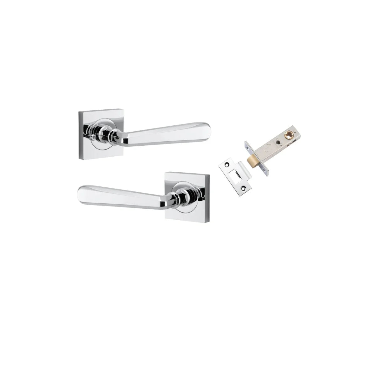 Copenhagen Lever - Square Rose - Entry Point - Iver - Polished Chrome - Door Levers