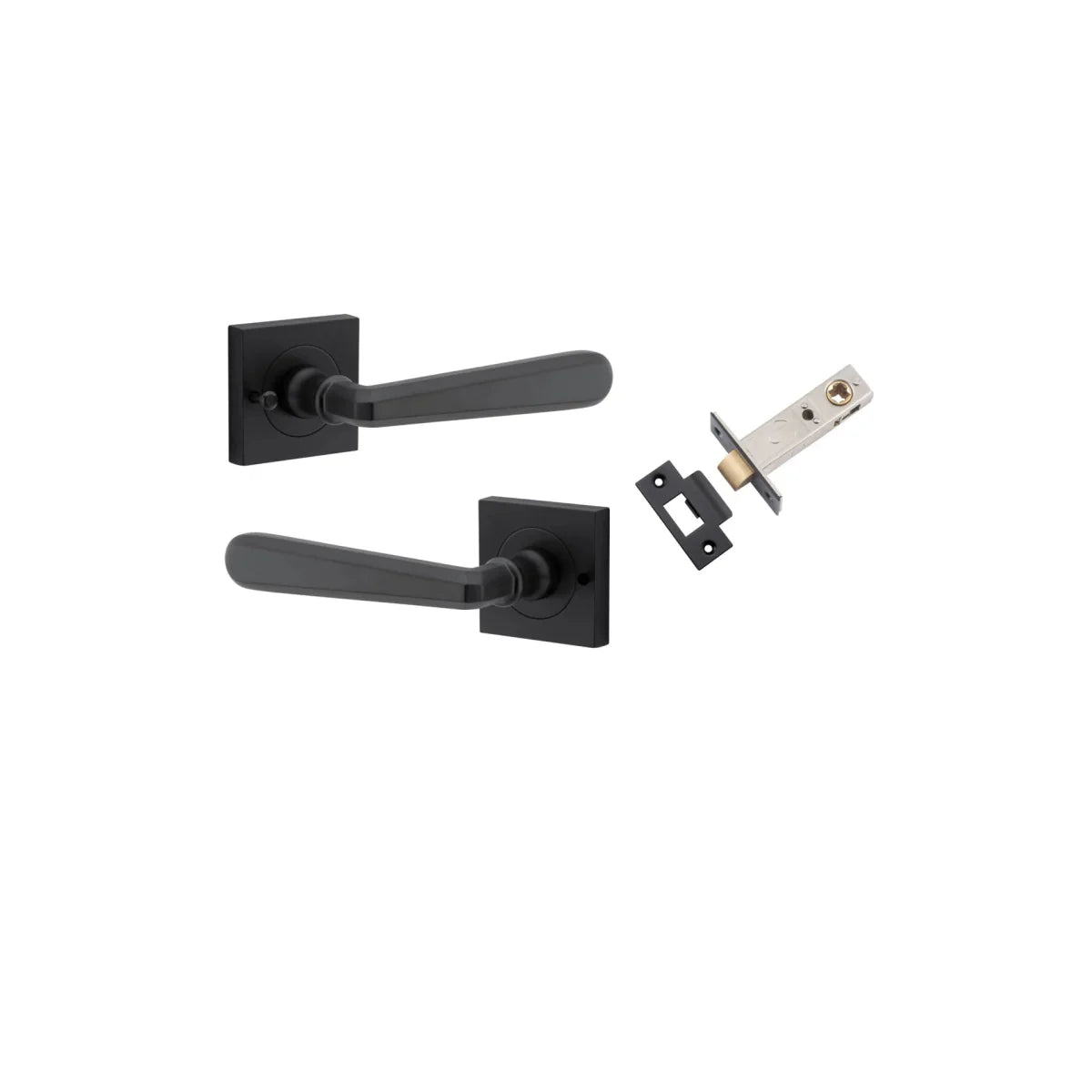 Copenhagen Lever - Square Rose - Entry Point - Iver - Matt Black - Door Levers