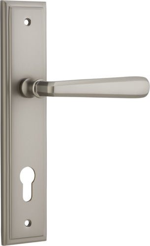 Copenhagen Lever - Stepped Backplate - Entry Point - Iver - Satin Nickel - Door Levers