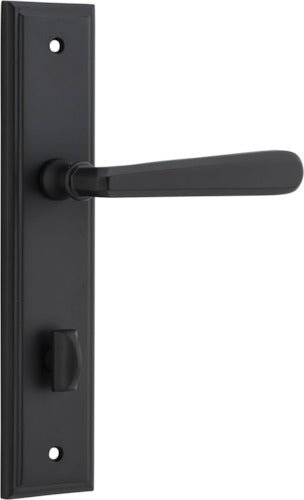 Copenhagen Lever - Stepped Backplate - Entry Point - Iver - Matt Black - Door Levers