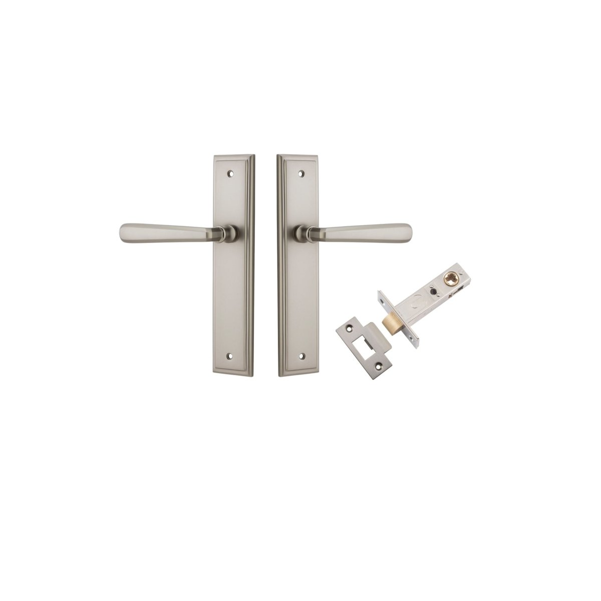 Copenhagen Lever - Stepped Backplate - Entry Point - Iver - Satin Nickel - Door Levers